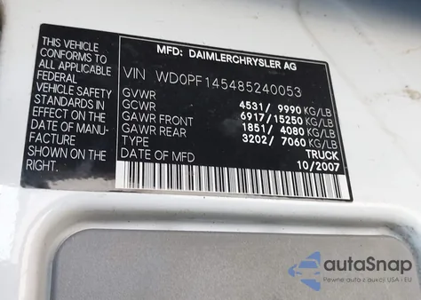 2008 Dodge Sprinter 3500 from USA, damaged, VIN WD0PF145485240053